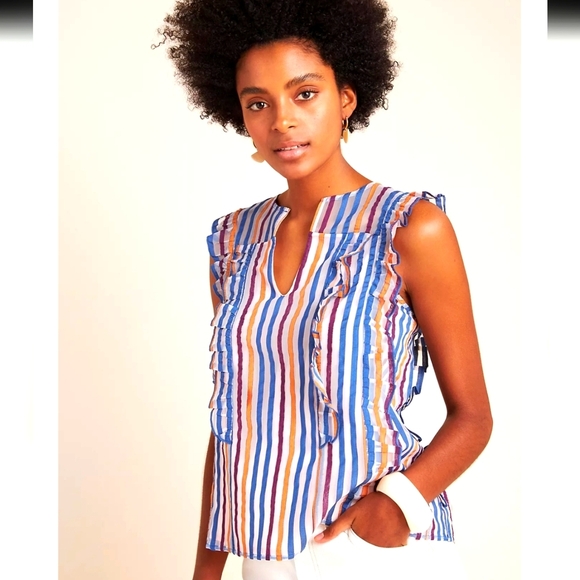 Anthropologie Maeve Elisabetta Ruffled Blouse - Picture 2 of 11